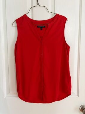 Banana Republic Bright Red Sleeveless Button-Front Blouse small